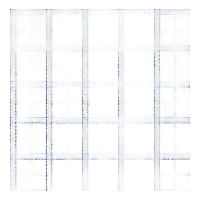 Sample - The House of Scalamandré Ezra Plaid Wallpaper, Blue Jay For Sale