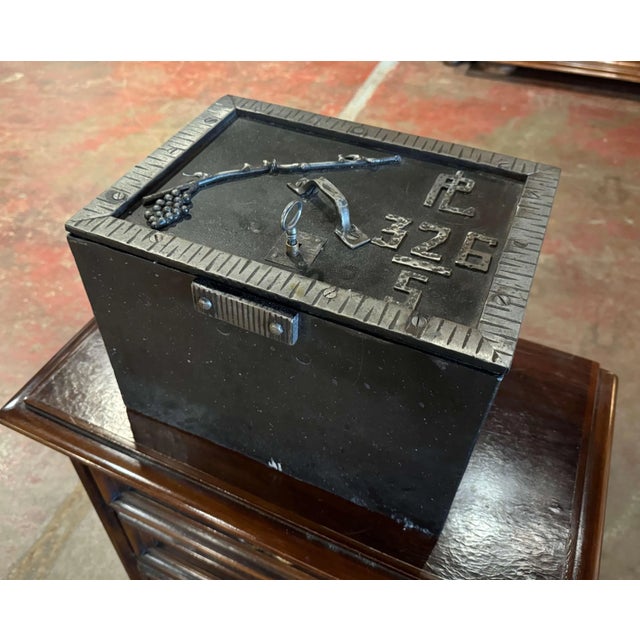 19th Century French Gothic Cast Iron Strongbox Safe With Key For Sale - Image 4 of 7