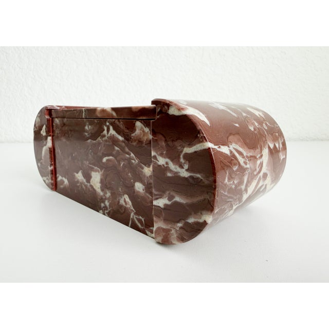 1940s Art Deco Rosso Marble Vanity Box With Rounded Sides For Sale - Image 9 of 13