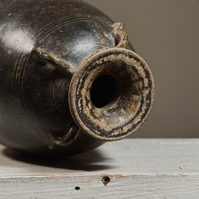 Antique 18th Century Folk Art Khmer Stoneware Glazed Handled Jar (Cambodia) For Sale In Philadelphia - Image 6 of 10