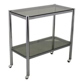 Mid-Century Modern Smoked Glass Serving Cart, Italy, 1970s For Sale