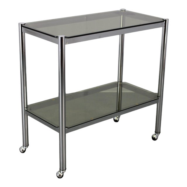 Mid-Century Modern Smoked Glass Serving Cart, Italy, 1970s For Sale