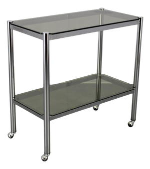 Mid-Century Modern Smoked Glass Serving Cart, Italy, 1970s