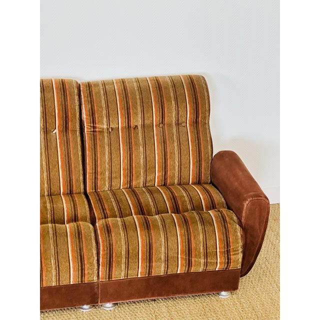 Beige Vintage Velvet Modular Sofa, 1970s, Set of 5 For Sale - Image 8 of 18