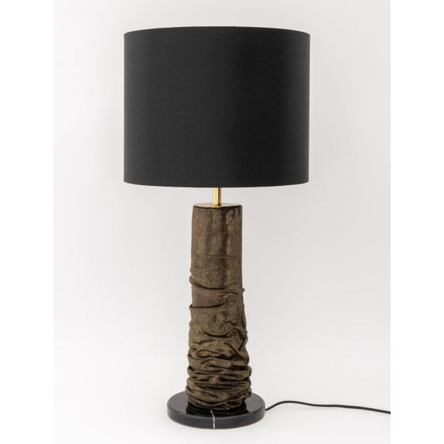 Koket "Ruche" Leather and Marble Table Lamp For Sale In New York - Image 6 of 7