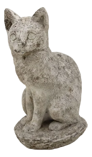 Vintage Composite Stone Cat Garden Statue, French 1970s