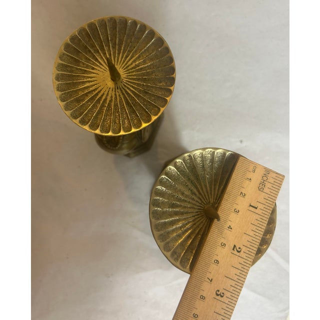 Vintage Brass Buddha Altar Candle Holders - A Pair For Sale - Image 12 of 12