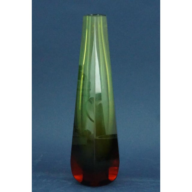 Vintage Green and Red Sommerso Glass Vase from WMF Ikora Krystall, German, 1960s For Sale - Image 12 of 18