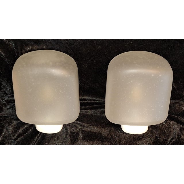 Vintage Wall Lamps with White Metal Bases and Matte, Bubbled Glass Shades by Keuco, 1970s, Set of 2 For Sale - Image 3 of 9