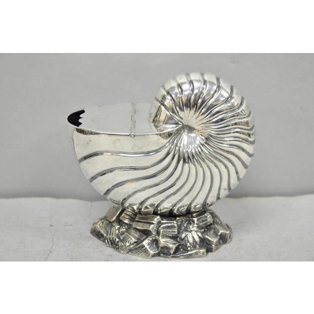 Antique Victorian Silver Plated Nautilus Figural Shell Form Spoon Warmer For Sale - Image 11 of 15