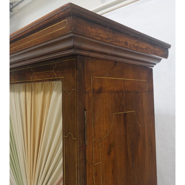 Very Fine 1900s Antique Russian Brass Inlay Two Glass Doors Storage Cabinet For Sale - Image 12 of 13