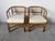Beautiful pair of vintage coastal barrel lounge chairs featuring a handcrafted bamboo and rattan frame with elegant curved...