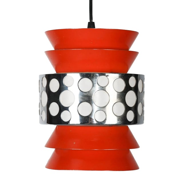 Mid-Century Modern Orange Metal 35098 Pendant Lamp For Sale - Image 3 of 6