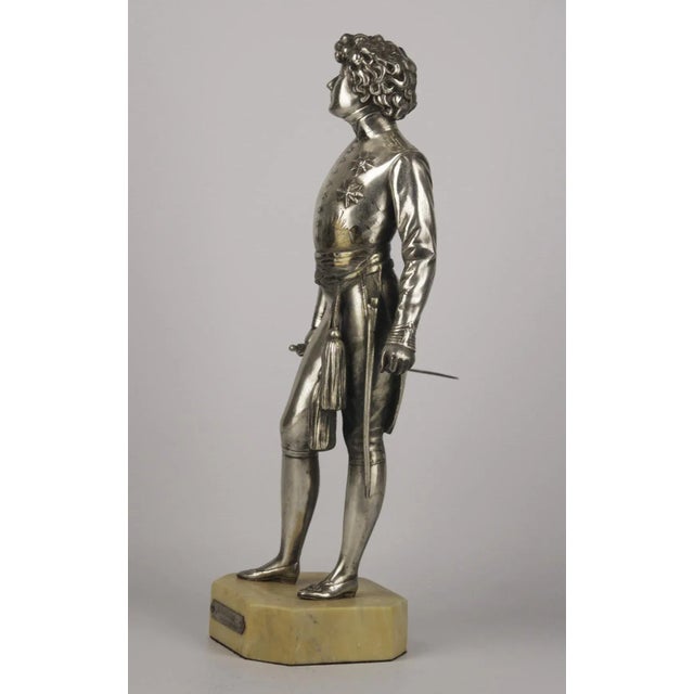 Figurative Early 20th Century Spelter Sculpture of Sarah Bernhardt as Napoleon II in L' Aiglon With Marble Base For Sale - Image 3 of 9