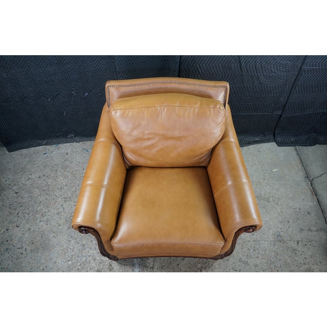 Vintage Rapallo Oversized Leather Club Lounge Reading Library Armchair 45" For Sale - Image 6 of 18