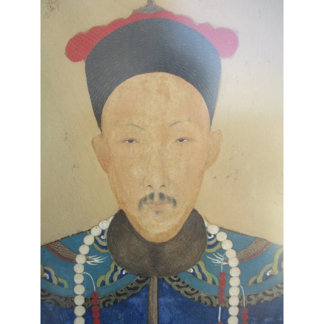 Antique Chinese Ancestor Portrait Painting, Framed For Sale - Image 9 of 12