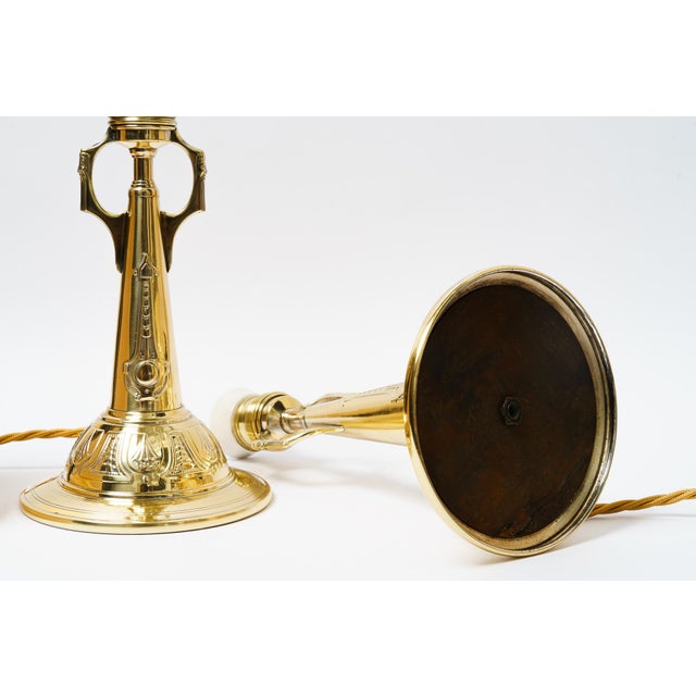 Art Deco Table Lamps with Fabric Shades, 1920s, Set of 2 For Sale - Image 14 of 15