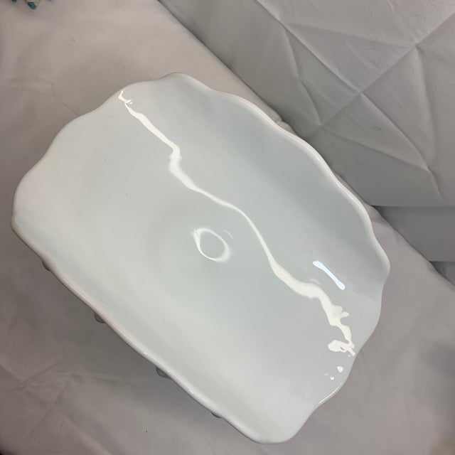 Indiana Glass Company C. 1950s Indiana Glass White Milk Glass Teardrop Banana Stand For Sale - Image 4 of 4