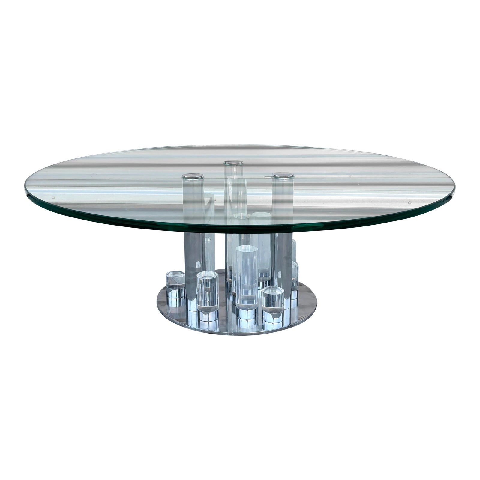 1960s Mid Century Lucite and Chrome Skyscraper Coffee Table by