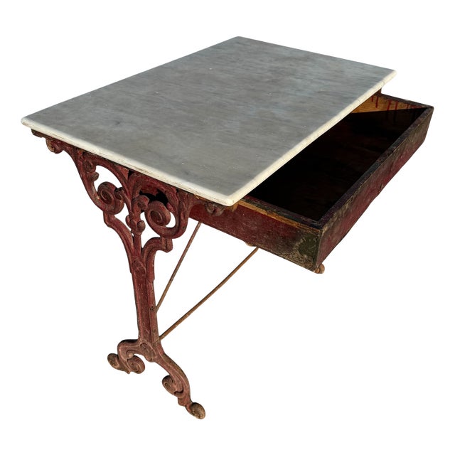 Antique French Cast Iron and Marble Bistro Table, 1900s For Sale