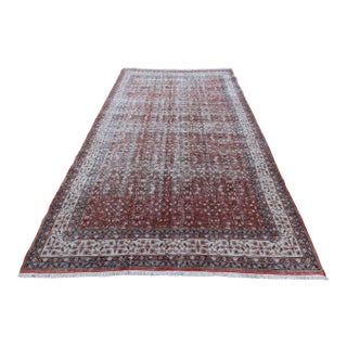 1950s Vintage Chinese Hand Knotted Red Floral Desing Oushak Area Rug For Sale
