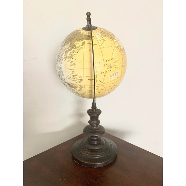 Vintage 17' High Standing Wood and Paper Globe in Amber and Brown Tones For Sale - Image 4 of 5