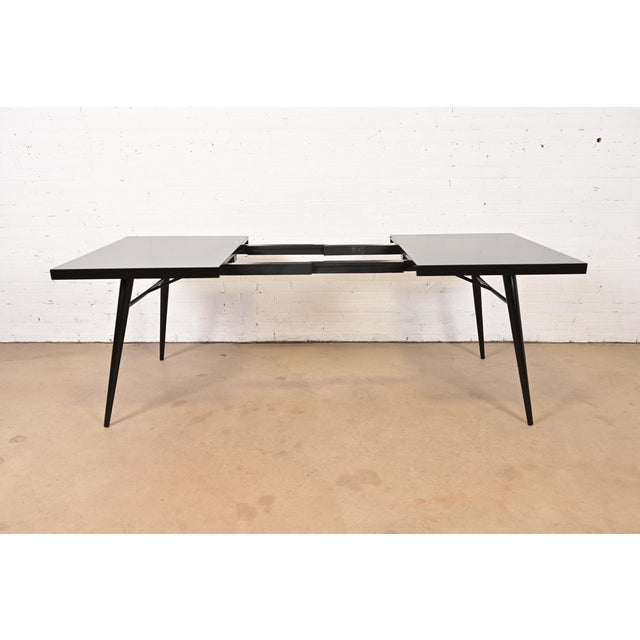 Paul McCobb Planner Group Mid-Century Modern Black Lacquered Extension Dining Table, Newly Refinished For Sale In South Bend - Image 6 of 13