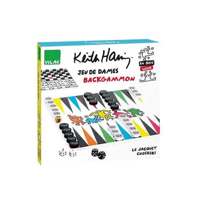 Keith Haring Keith Haring Backgammon Checkers Set Game Art Wood Limited Edition New by Vilac For Sale - Image 4 of 4