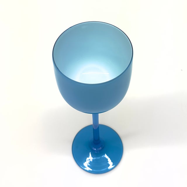Late 20th Century Mixed Blue & Green Cased Glass Stemware Curation - Group of 6 For Sale - Image 5 of 13