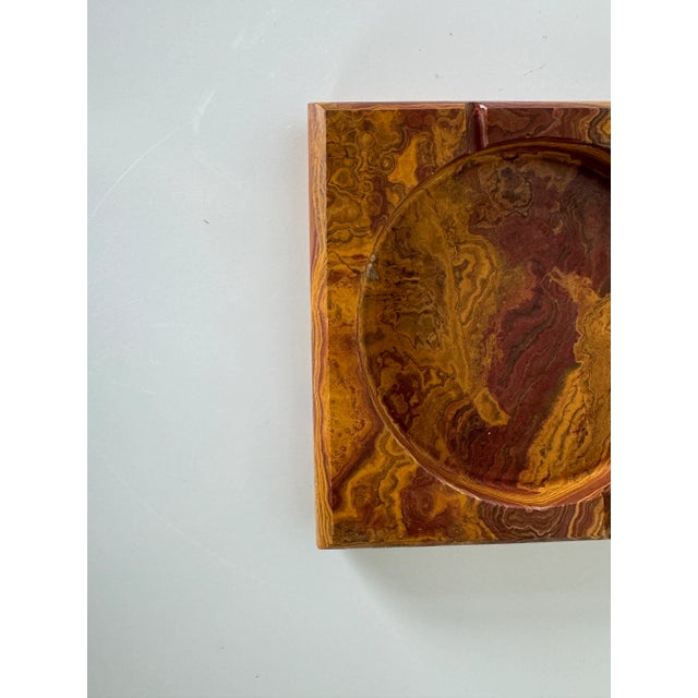 Mid-Century Modern Vintage Carved Marble Onyx Ashtray For Sale - Image 3 of 9