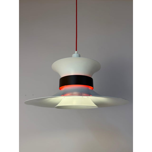 White and Black Hanging Lamp by Bent Nordsted for Lyskaer Belysning For Sale - Image 11 of 11
