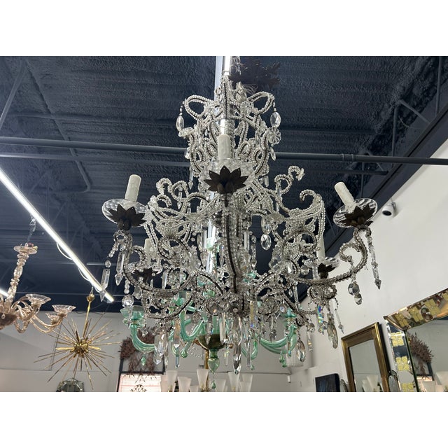 Wood 19th Century Italian Crystal Chandelier For Sale - Image 7 of 12