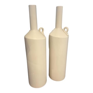 Global Views Set of 2 Metro Bottle Vases in Matte White For Sale
