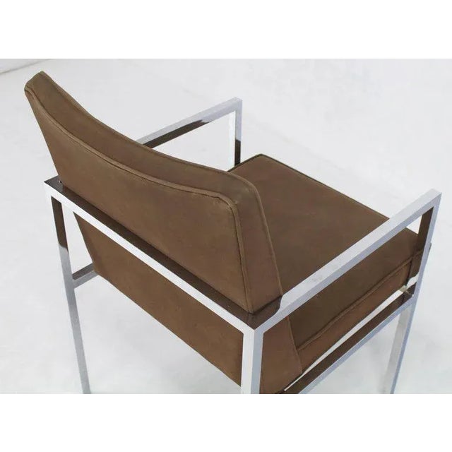 Chrome Mid-Century Modern Dining Chairs With Arm Milo Baughman - Set of 6 For Sale - Image 6 of 8