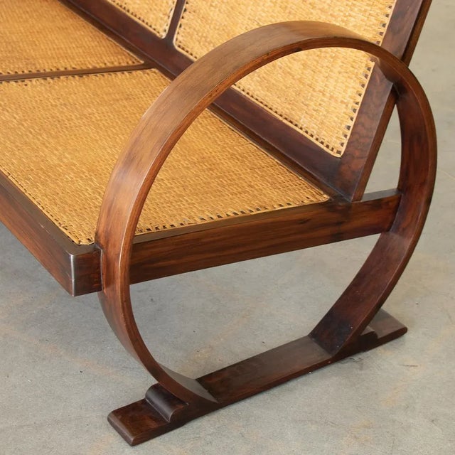 Wood 1940s French Art Deco Settee For Sale - Image 7 of 10