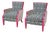 Sam Moore Hooker Furniture Fuschia Black & White “Nadia” Exposed Wood Bergere Lounge Chairs, a Pair For Sale