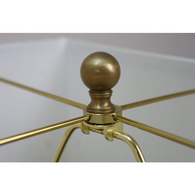 1970s Mid 20th Century French Maison Le Dauphin Porcelain & Brass Monolith Table Lamp 35" For Sale - Image 5 of 14