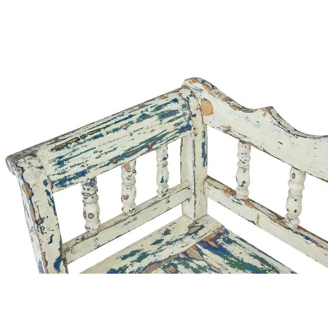 Large Swedish Painted Pine Bench, 1890s For Sale - Image 5 of 12