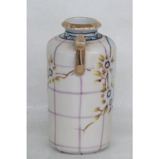 Nippon Hand Painted Landscape Scene Vase With Two Gilded Handles For Sale - Image 9 of 12