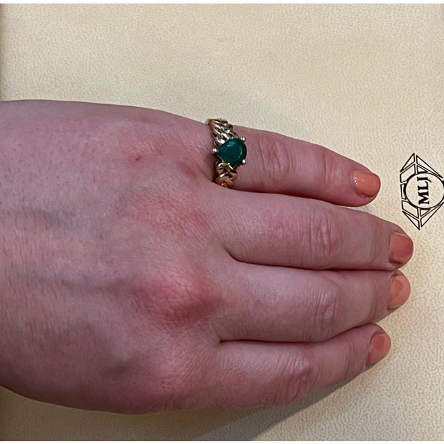 1.42 Carat Pear Cut Natural Emerald Ring 14 Karat Yellow Gold, Size 5.75 For Sale - Image 11 of 18