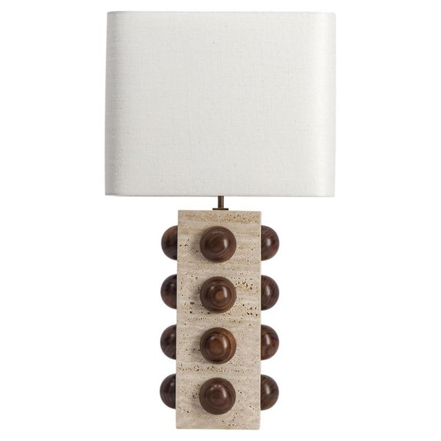 Brown Bulle Travertine Table Lamp by Studio Karen B For Sale - Image 8 of 8