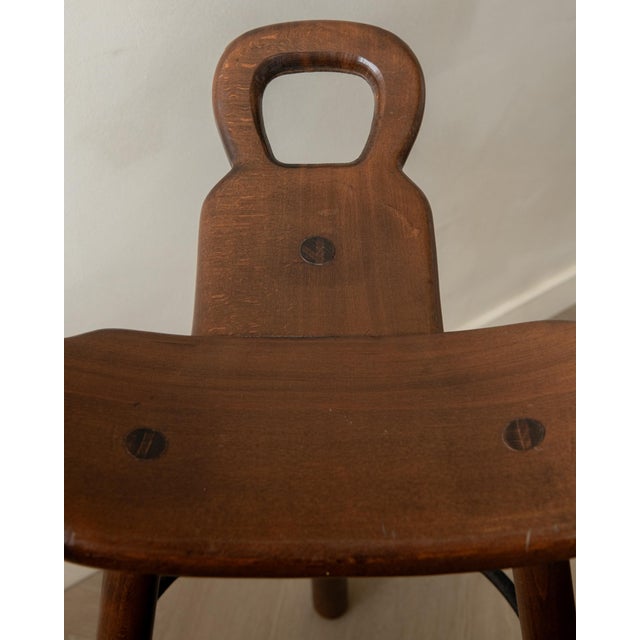 Vintage Spanish Brutalist Wooden Marbella Bar Stools from Confonorm, 1970s, Set of 3 For Sale - Image 13 of 18