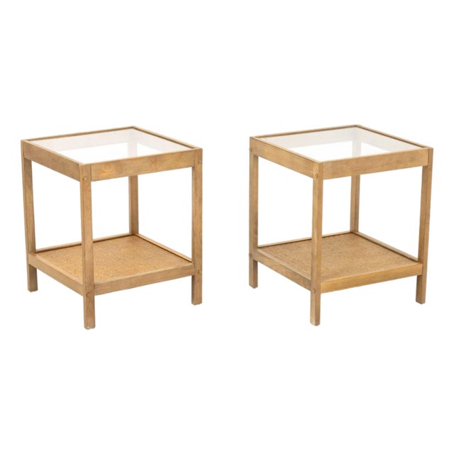 Modern Glass Top Side Tables, Pair For Sale