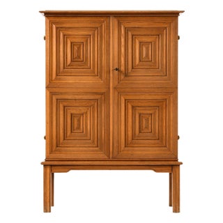 Mid-Century Modern Oak and Brass Cabinet by Oscar Nilsson, 1940s For Sale