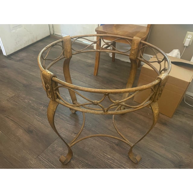 1970s 1970s Neoclassical Style Gold-Tone Metal and Beveled Glass Accent Table For Sale - Image 5 of 8