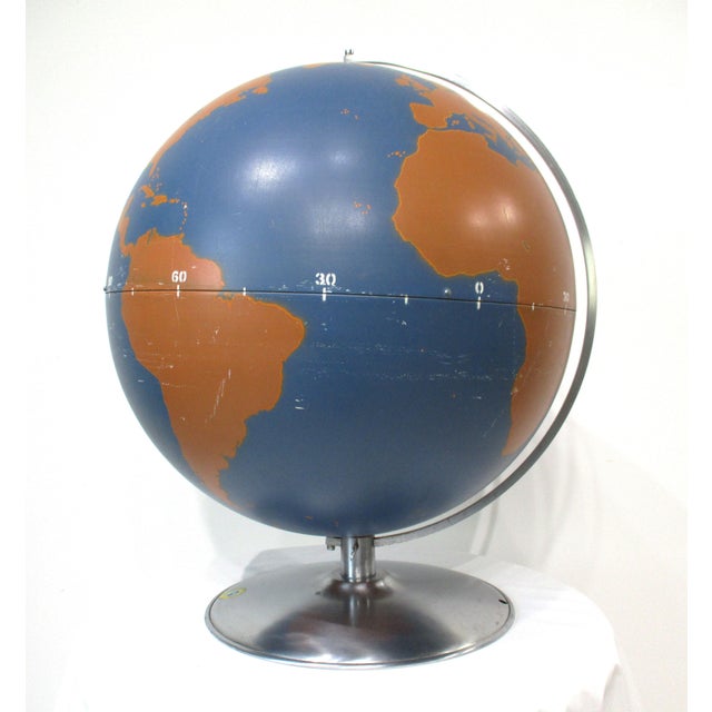 Large Rare Color Metal Military Machine Age Globe by a.j. Nystrom For Sale - Image 12 of 12