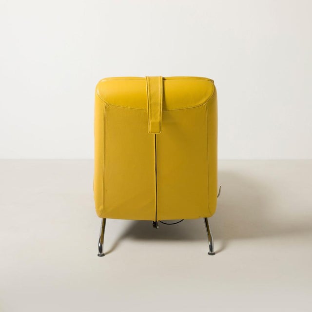 Mid-Century Modern Chaise Lounge in Yellow Leather and Chrome Plated Steel from Montel, 2000s For Sale - Image 6 of 10