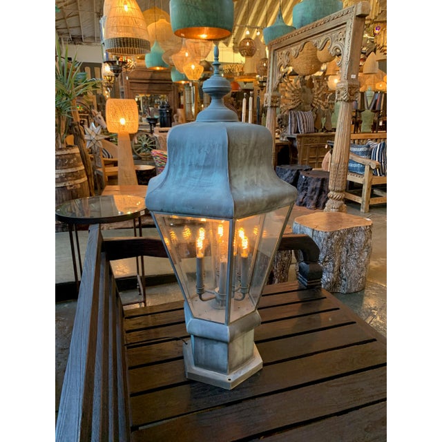 Metal Vintage Large Copper Post Table Lamp For Sale - Image 7 of 9