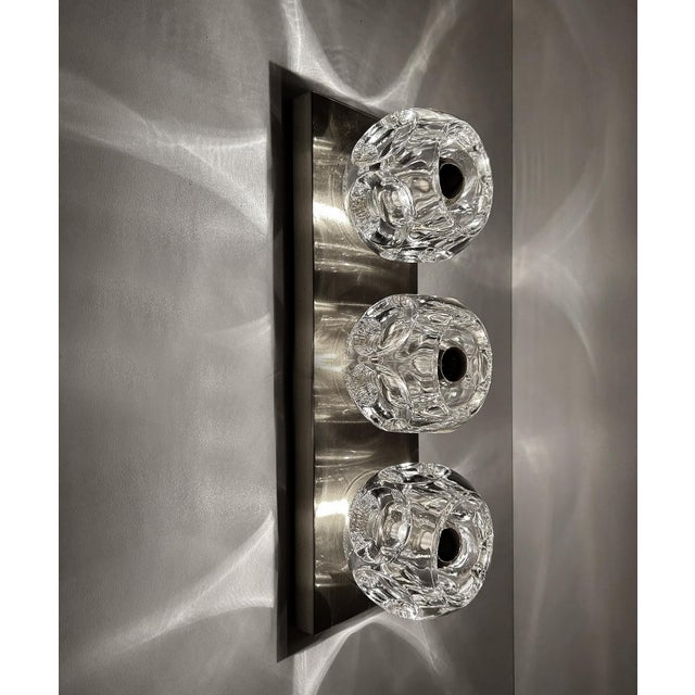 Silver Large Glass Sconces from Peill & Putzler, 1970s, Set of 2 For Sale - Image 8 of 12