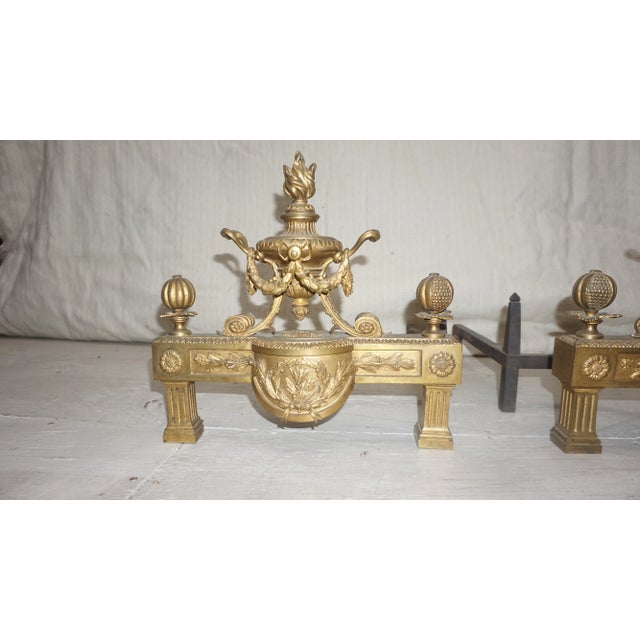 19th Century Gilded Bronze Chenets- a Pair For Sale In Los Angeles - Image 6 of 7